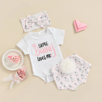 Load image into Gallery viewer, 2 Pieces Set Baby Girls Letters Print Rompers And Cartoon Shorts Wholesale 221209649
