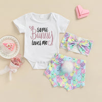 Load image into Gallery viewer, 2 Pieces Set Baby Girls Letters Print Rompers And Cartoon Shorts Wholesale 221209649
