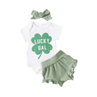 Load image into Gallery viewer, 2 Pieces Set Baby Girls Letters Plant Rompers And Solid Color Shorts Wholesale 221209668
