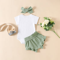 Load image into Gallery viewer, 2 Pieces Set Baby Girls Letters Plant Rompers And Solid Color Shorts Wholesale 221209668
