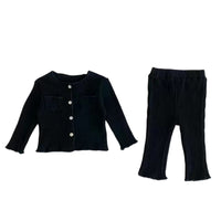 Load image into Gallery viewer, 2 Pieces Set Baby Kid Girls Solid Color Muslin&amp;Ribbed Tops And Pants Wholesale 221209676

