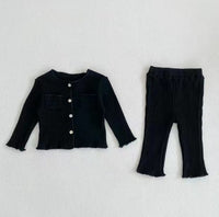 Load image into Gallery viewer, 2 Pieces Set Baby Kid Girls Solid Color Muslin&amp;Ribbed Tops And Pants Wholesale 221209676
