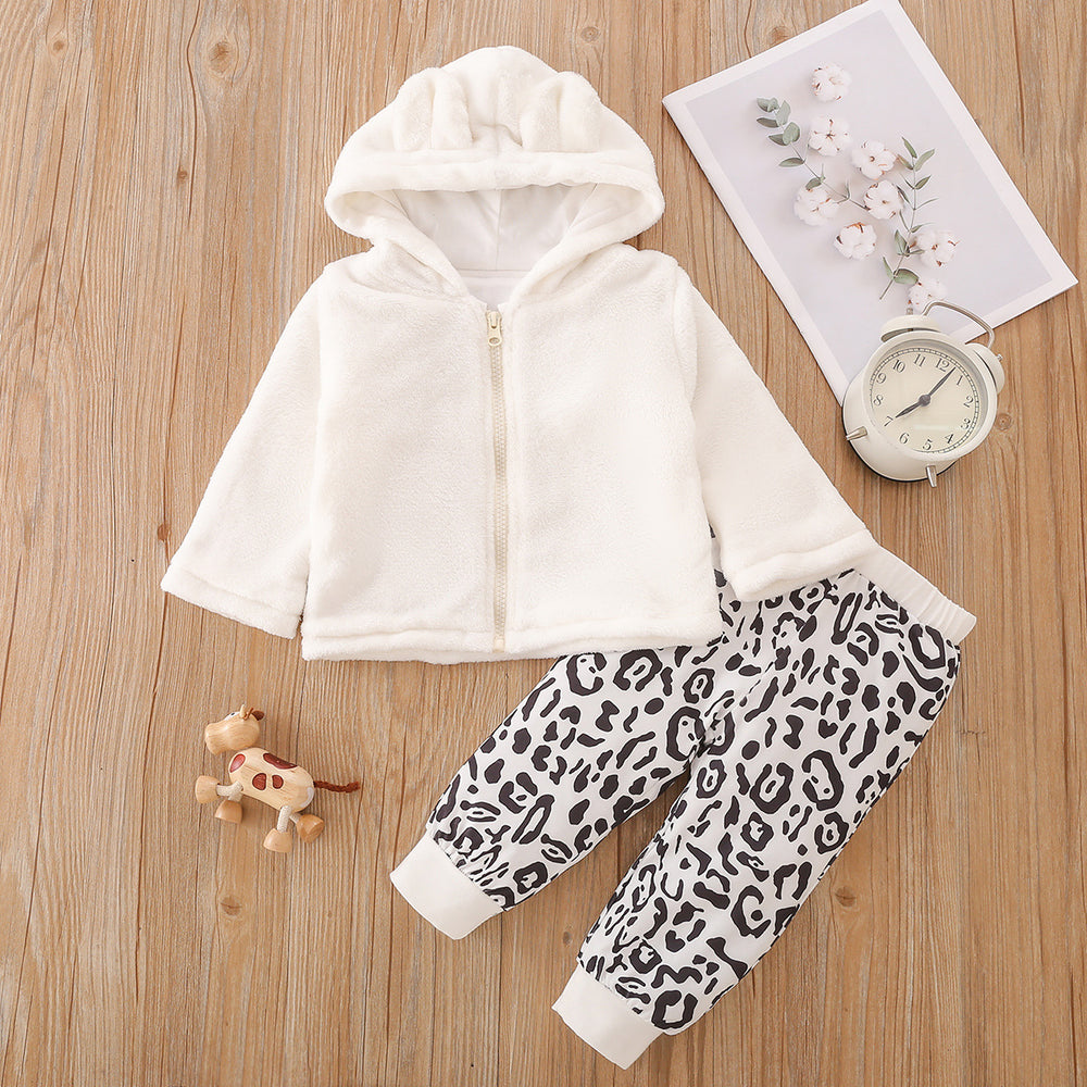 2 Pieces Set Baby Kid Girls Solid Color Jackets Outwears And Leopard Pants Wholesale 221209680