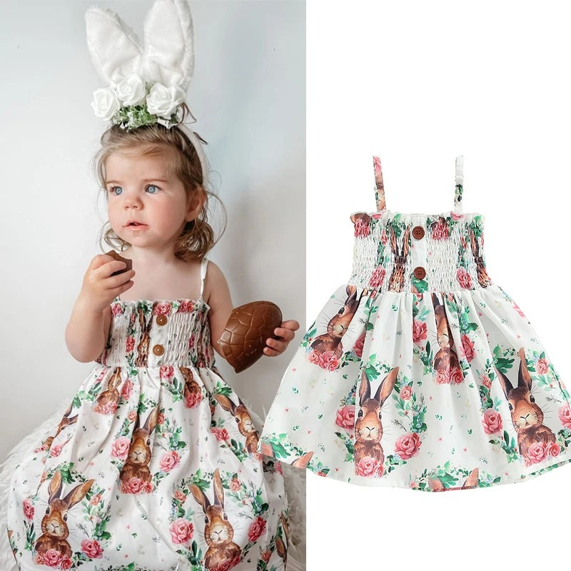 Baby Kid Girls Flower Cartoon Print Dresses Wholesale 221209688