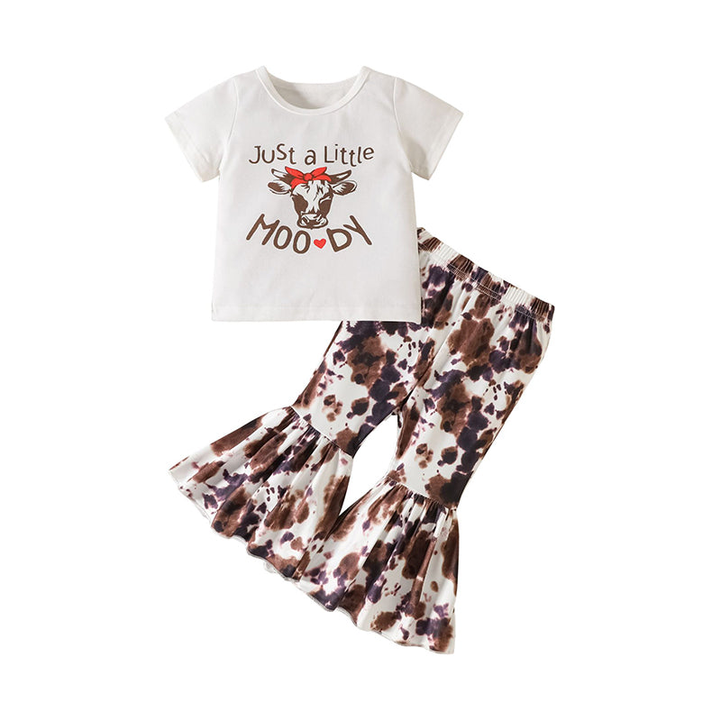 2 Pieces Set Baby Kid Girls Letters Cartoon Print T-Shirts And Tie Dye Pants Wholesale 221209703