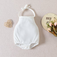 Load image into Gallery viewer, 2 Pieces Set Baby Girls Solid Color Print Rompers And Flower Pants Wholesale 221209708
