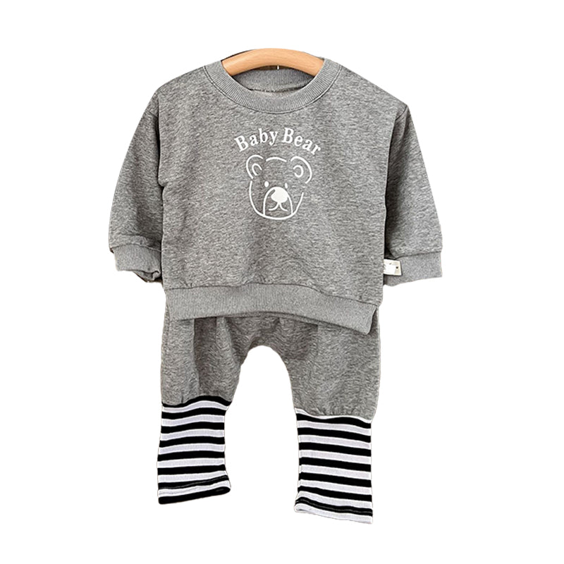 2 Pieces Set Baby Kid Unisex Letters Cartoon Hoodies Swearshirts And Striped Pants Wholesale 221209712