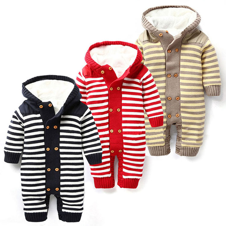 Baby Unisex Striped Crochet Jumpsuits Wholesale 22121401