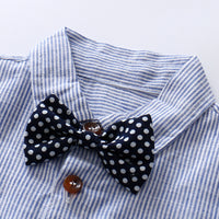 Load image into Gallery viewer, 2 Pieces Set Baby Boys Birthday Party Striped Bow Rompers And Solid Color Rompers Wholesale 22121407
