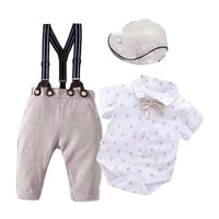 Load image into Gallery viewer, 3 Pieces Set Baby Boys Bow Rompers Color-blocking Jumpsuits And Striped Hats Wholesale 221214113
