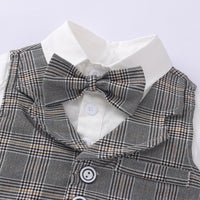 Load image into Gallery viewer, 3 Pieces Set Baby Boys Birthday Color-blocking Checked Bow Rompers And Shorts And Hats Wholesale 221214115
