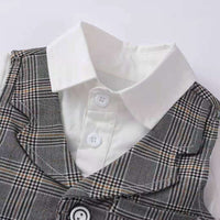 Load image into Gallery viewer, 3 Pieces Set Baby Boys Birthday Color-blocking Checked Bow Rompers And Shorts And Hats Wholesale 221214115
