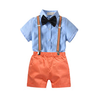 Load image into Gallery viewer, 2 Pieces Set Baby Kid Boys Birthday Solid Color Bow Shirts And Rompers Wholesale 221214117
