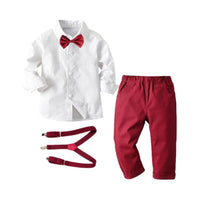 Load image into Gallery viewer, 4 Pieces Set Baby Kid Boys Birthday Solid Color Bow Shirts Pants Others accessories And Hats Wholesale 221214118

