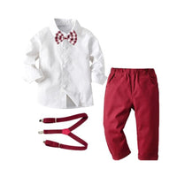 Load image into Gallery viewer, 4 Pieces Set Baby Kid Boys Birthday Solid Color Bow Shirts Pants Others accessories And Hats Wholesale 221214118
