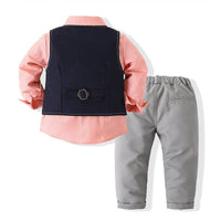Load image into Gallery viewer, 3 Pieces Set Baby Kid Boys Birthday Solid Color Bow Shirts Color-blocking Vests Waistcoats And Pants Wholesale 221214119
