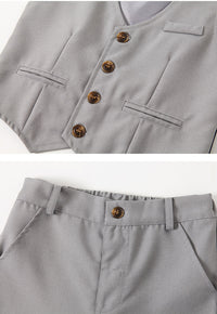 Load image into Gallery viewer, 3 Pieces Set Baby Kid Boys Birthday Solid Color Bow Shirts Color-blocking Vests Waistcoats And Pants Wholesale 221214119
