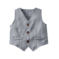 Load image into Gallery viewer, 3 Pieces Set Baby Kid Boys Birthday Solid Color Bow Shirts And Striped Vests Waistcoats And Pants Wholesale 221214121
