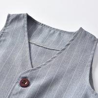 Load image into Gallery viewer, 3 Pieces Set Baby Kid Boys Birthday Solid Color Bow Shirts And Striped Vests Waistcoats And Pants Wholesale 221214121
