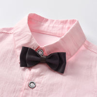 Load image into Gallery viewer, 3 Pieces Set Baby Kid Boys Birthday Solid Color Bow Shirts And Striped Vests Waistcoats And Pants Wholesale 221214121
