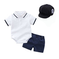 Load image into Gallery viewer, 2 Pieces Set Baby Boys Birthday Party Sports Solid Color Rompers And Shorts Wholesale 221214122
