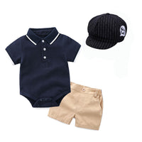 Load image into Gallery viewer, 2 Pieces Set Baby Boys Birthday Party Sports Solid Color Rompers And Shorts Wholesale 221214122
