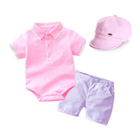 Load image into Gallery viewer, 2 Pieces Set Baby Boys Birthday Party Sports Solid Color Rompers And Shorts Wholesale 221214122
