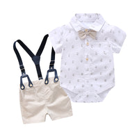 Load image into Gallery viewer, 2 Pieces Set Baby Boys Birthday Party Cartoon Print Rompers And Solid Color Rompers Wholesale 22121413
