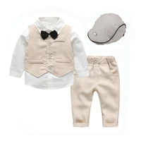 Load image into Gallery viewer, 3 Pieces Set Baby Kid Boys Bow Shirts And Striped Vests Waistcoats And Pants Wholesale 221214133
