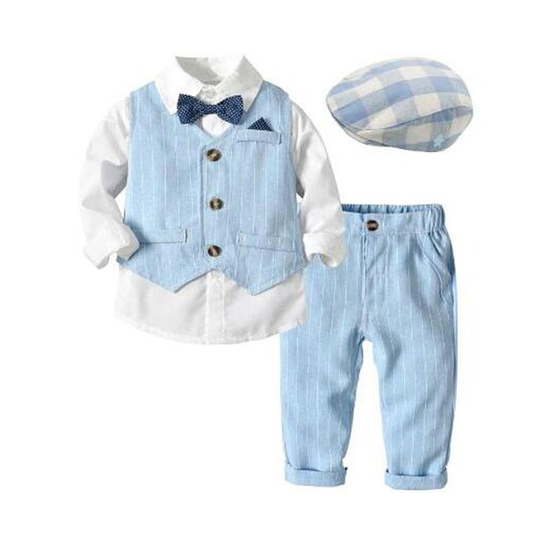 3 Pieces Set Baby Kid Boys Bow Shirts And Striped Vests Waistcoats And Pants Wholesale 221214133