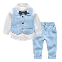Load image into Gallery viewer, 3 Pieces Set Baby Kid Boys Bow Shirts And Striped Vests Waistcoats And Pants Wholesale 221214133
