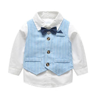 Load image into Gallery viewer, 3 Pieces Set Baby Kid Boys Bow Shirts And Striped Vests Waistcoats And Pants Wholesale 221214133
