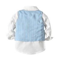 Load image into Gallery viewer, 3 Pieces Set Baby Kid Boys Bow Shirts And Striped Vests Waistcoats And Pants Wholesale 221214133
