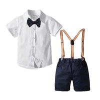 Load image into Gallery viewer, 2 Pieces Set Baby Kid Boys Bow Shirts And Solid Color Jumpsuits Wholesale 221214136
