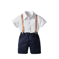 Load image into Gallery viewer, 2 Pieces Set Baby Kid Boys Bow Shirts And Solid Color Jumpsuits Wholesale 221214136
