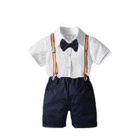 Load image into Gallery viewer, 2 Pieces Set Baby Kid Boys Bow Shirts And Solid Color Jumpsuits Wholesale 221214136
