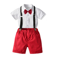 Load image into Gallery viewer, 2 Pieces Set Baby Kid Boys Bow Shirts And Solid Color Jumpsuits Wholesale 221214136
