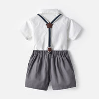 Load image into Gallery viewer, 2 Pieces Set Baby Kid Boys Birthday Solid Color Bow Shirts And Rompers Wholesale 221214141

