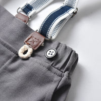 Load image into Gallery viewer, 2 Pieces Set Baby Kid Boys Birthday Solid Color Bow Shirts And Rompers Wholesale 221214141
