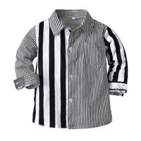 Load image into Gallery viewer, 2 Pieces Set Baby Kid Boys Birthday Striped Bow Shirts And Solid Color Jumpsuits Wholesale 221214142

