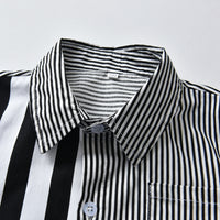 Load image into Gallery viewer, 2 Pieces Set Baby Kid Boys Birthday Striped Bow Shirts And Solid Color Jumpsuits Wholesale 221214142
