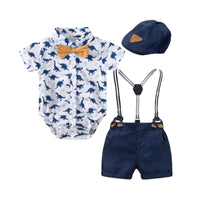 Load image into Gallery viewer, 2 Pieces Set Baby Boys Dinosaur Bow Rompers And Solid Color Jumpsuits Wholesale 221214147
