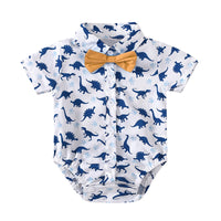 Load image into Gallery viewer, 2 Pieces Set Baby Boys Dinosaur Bow Rompers And Solid Color Jumpsuits Wholesale 221214147
