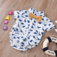 Load image into Gallery viewer, 2 Pieces Set Baby Boys Dinosaur Bow Rompers And Solid Color Jumpsuits Wholesale 221214147
