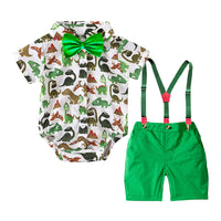 Load image into Gallery viewer, 2 Pieces Set Baby Boys Dinosaur Bow Rompers And Solid Color Jumpsuits Wholesale 221214149
