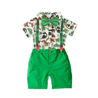 Load image into Gallery viewer, 2 Pieces Set Baby Boys Dinosaur Bow Rompers And Solid Color Jumpsuits Wholesale 221214149
