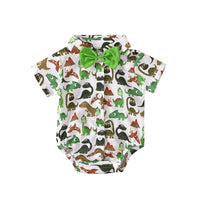 Load image into Gallery viewer, 2 Pieces Set Baby Boys Dinosaur Bow Rompers And Solid Color Jumpsuits Wholesale 221214149
