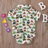Load image into Gallery viewer, 2 Pieces Set Baby Boys Dinosaur Bow Rompers And Solid Color Jumpsuits Wholesale 221214149
