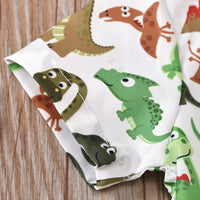 Load image into Gallery viewer, 2 Pieces Set Baby Boys Dinosaur Bow Rompers And Solid Color Jumpsuits Wholesale 221214149
