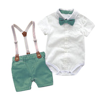 Load image into Gallery viewer, 2 Pieces Set Baby Boys Bow Rompers And Solid Color Rompers Wholesale 22121415
